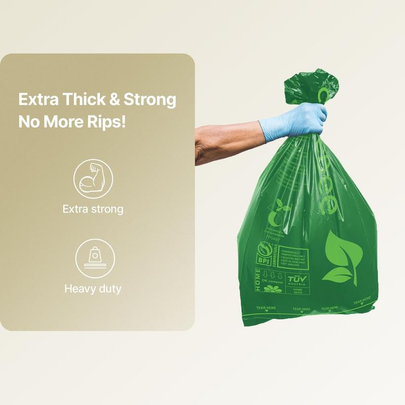 CareBee Biodegradable Kitchen Bin Bags - 50 Bags, 50L Capacity | Compostable & Leak-Proof 7