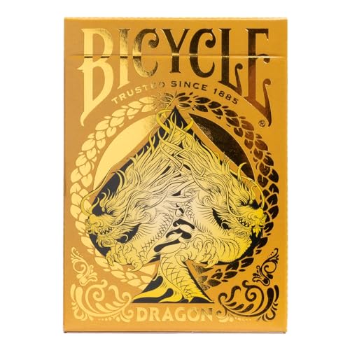 Bicycle Gold Dragon Playing Cards - Air Cushion Finish | Hand Drawn Court Cards | 1 Deck