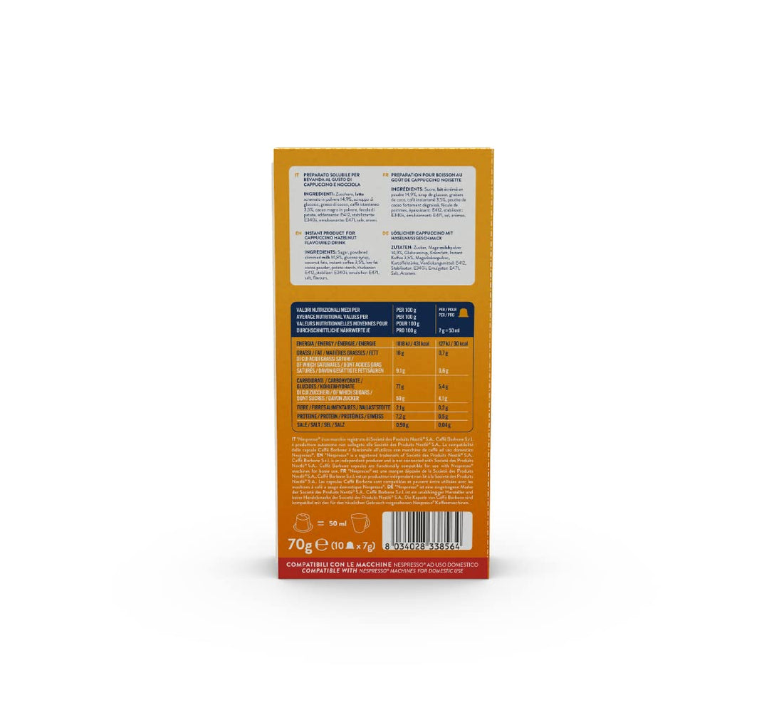 Caffè Borbone Nocciolino - Hazelnut Flavored Cappuccino - 60 Capsules (6 Packs of 10) - Compatible with Nespresso® Domestic Machines
