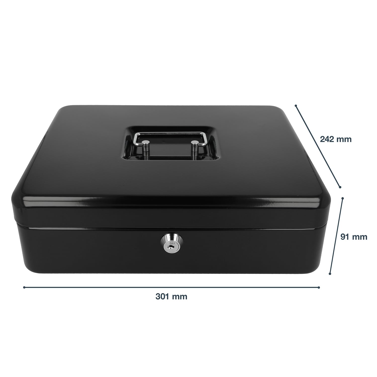 Westcott Lockable Cash Box - Robust Security | Sheet Steel Construction | 30 x 24 x 9 cm 5