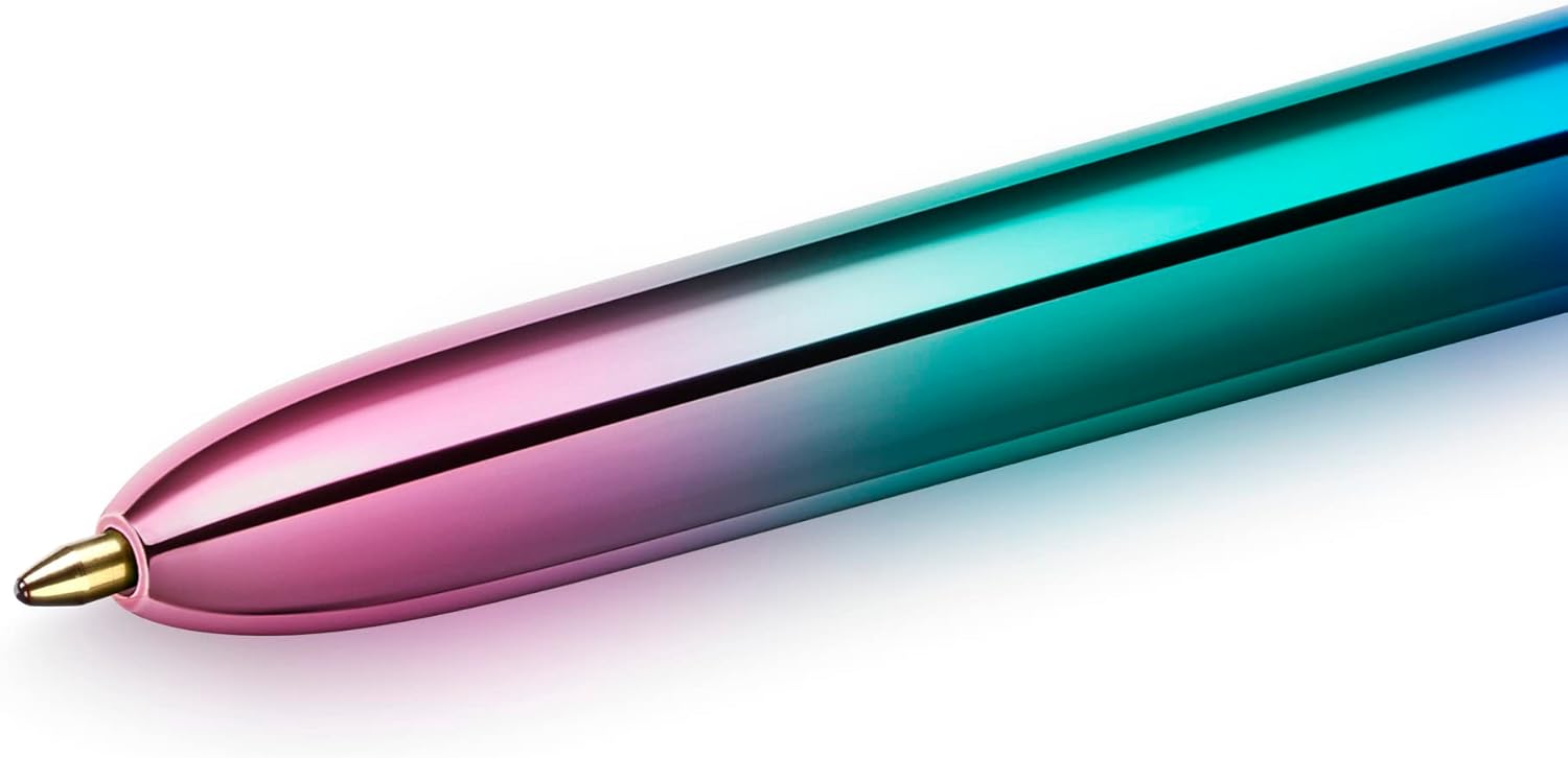 BIC 4 Colours Gradient Retractable Ball Pen Medium Points (1.00 mm) - Tri-Colour 4
