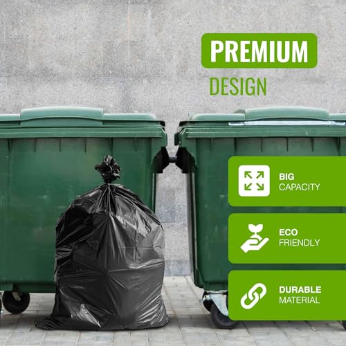 EcoBag 240L Heavy Duty Wheelie Bin Liners - 20 Pack Black Recycled Bags 6
