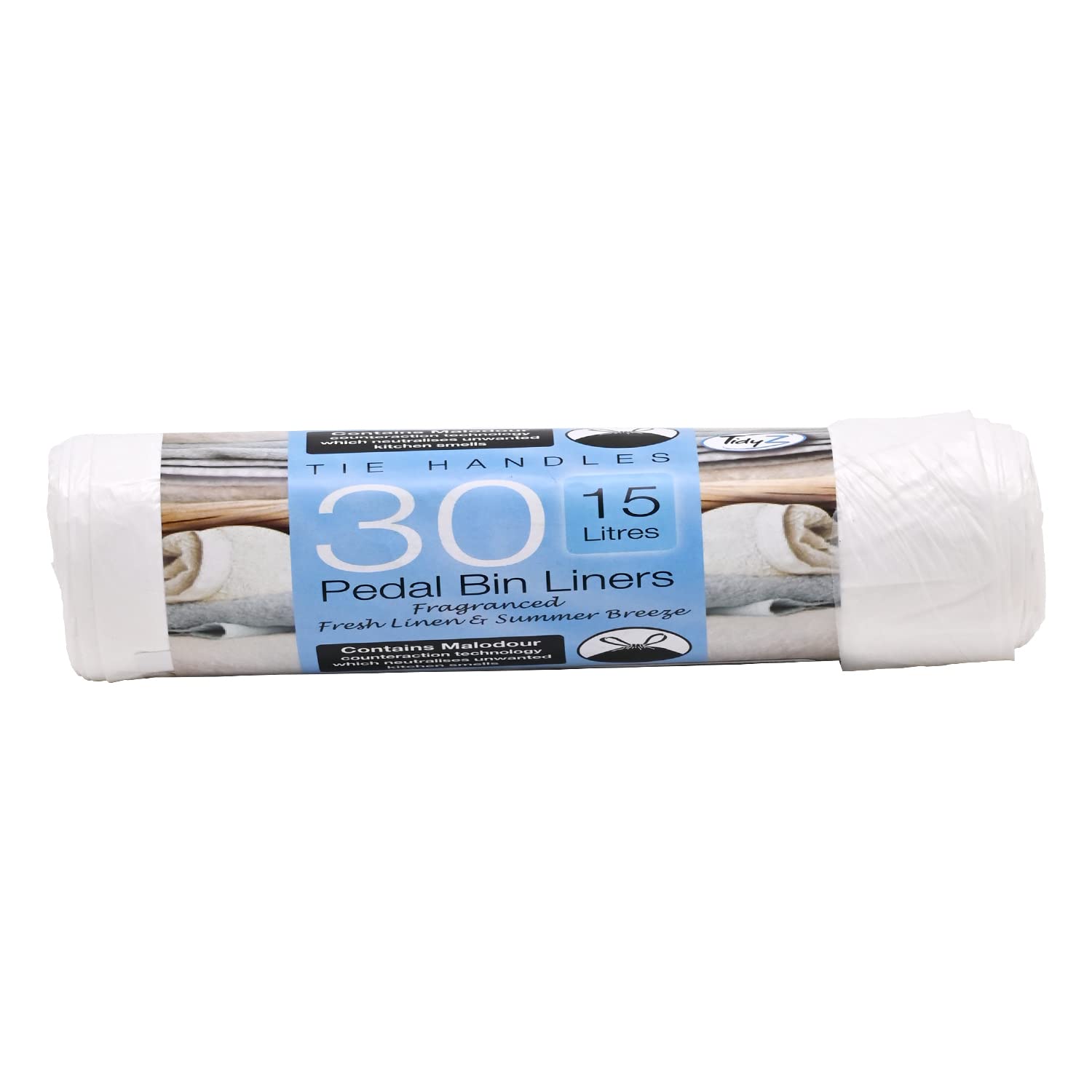 Tidyz Tie-Handle Fragranced White Bin Liners 30 Pack (15 Litres)