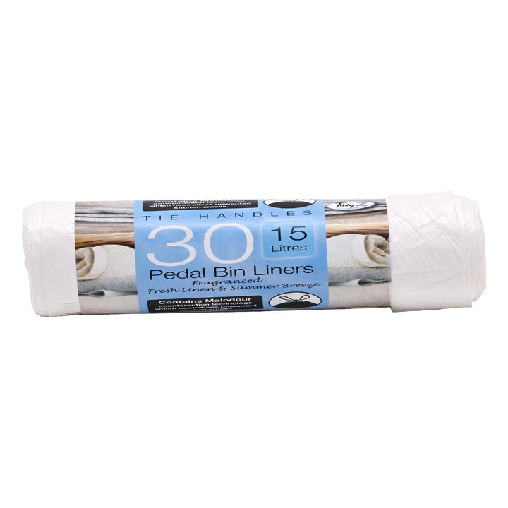 Tidyz Tie-Handle Fragranced White Bin Liners 30 Pack (15 Litres)