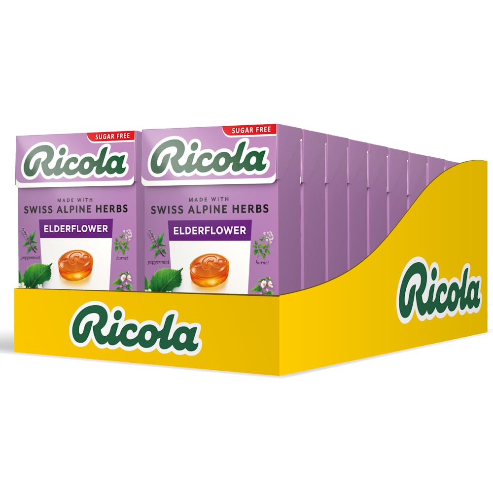 Ricola Elderflower Sugar Free Swiss Herbal Sweets - 10 Count Box | 13 Alpine Herbs
