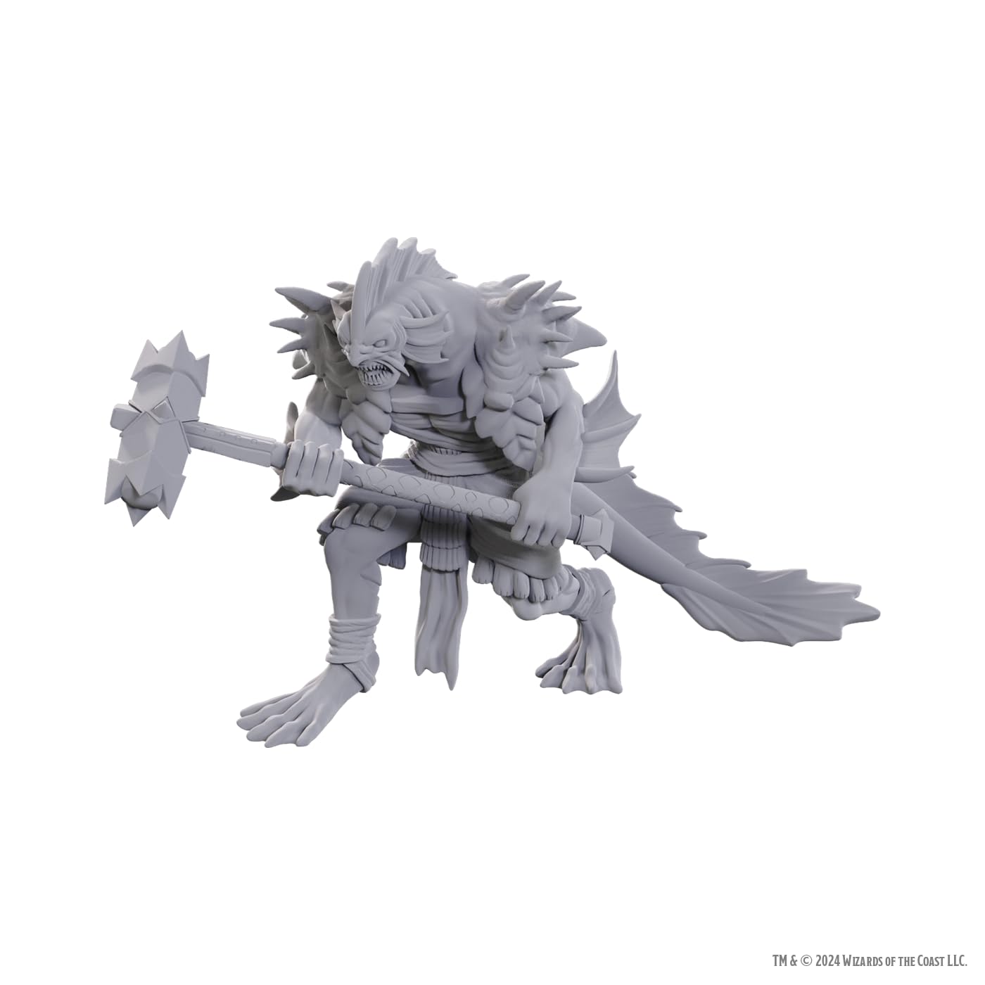 WizKids D&D Nolzur's Marvelous Miniatures - Sahuagin Coral Smasher Figure | Plastic | Ready to Paint