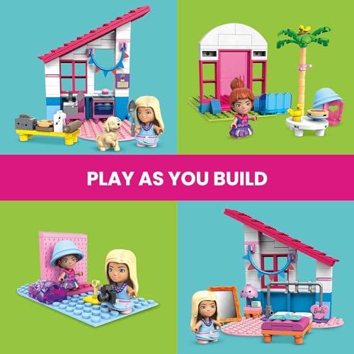 Mega Construx Barbie Malibu House Building Set - 305-Piece Playset for Ages 5+