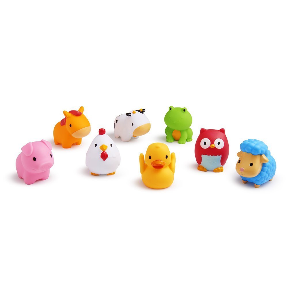 Munchkin Floating Farm Animal Rubber Bath Squirt Toys for Baby, 8 Pack 1