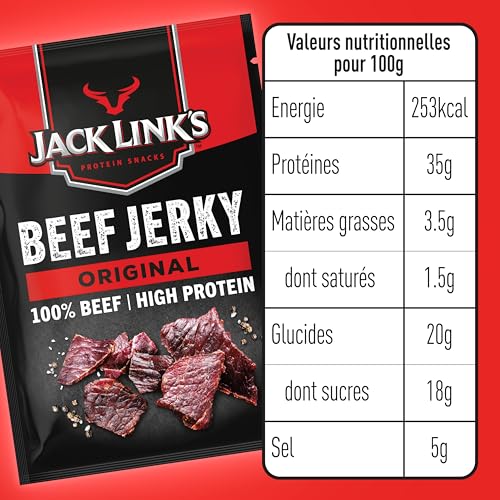 Jack Link's Beef Jerky Original, Box of 12 x 40 g, High Protein Dried Meat Snack