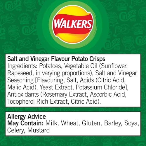 Walkers Salt & Vinegar Crisps 150g Sharing Bag