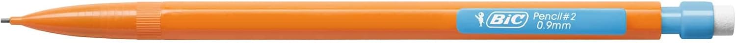 BIC Matic HB Mechanical Pencils and Eraser, Assorted Barrel Colours with Fine Point (0.9 mm), Pack of 12