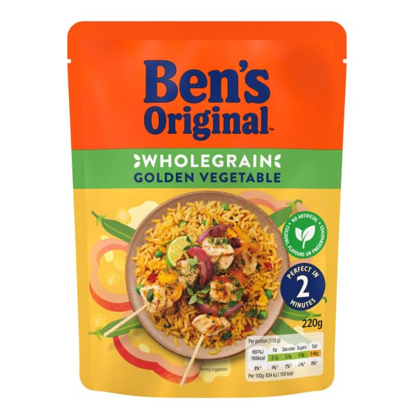 Ben's Original Wholegrain Brown Golden Vegetables Microwave Rice, 6 x 220g Pouches 8