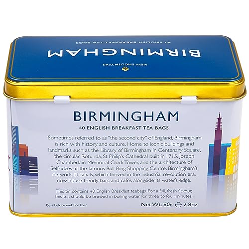 New English Teas Birmingham City Skyline - English Breakfast Tea Tin with 40 Teabags