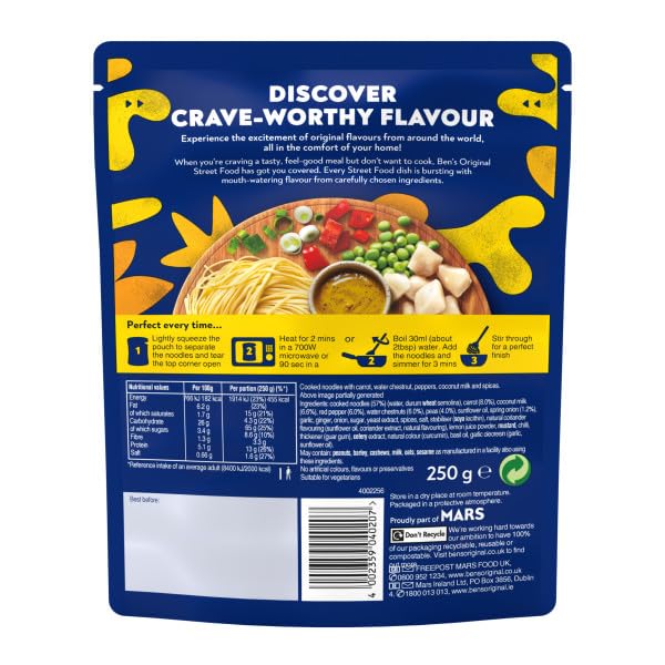 Ben's Original - Street Food Singapore Style Noodles Ready Meal (6 x 250g)