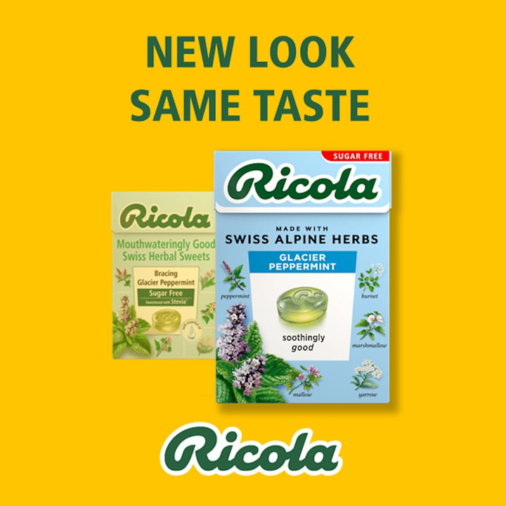 Ricola Glacier Peppermint Sugar Free Swiss Herbal Sweets, 13 Alpine Herbs, Stevia Sweetened, 45g Multipack of 10