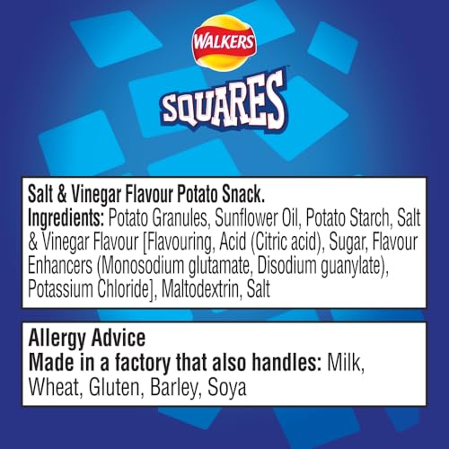 Walkers Squares Salt & Vinegar Potato Snacks 27.5g - 32 Pack