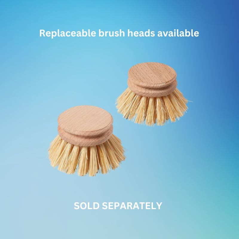 Elliott Wooden Dish Brush with Natural Tampico Fibres - Long Handle, Replaceable Head 9