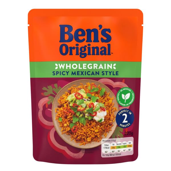 Ben's Original Wholegrain Brown Spicy Mexican Microwave Rice, 6 x 220g Pouches