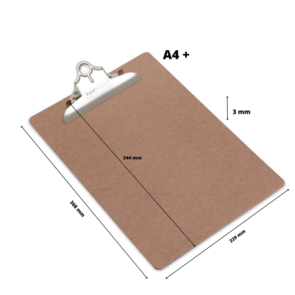 RAPESCO Heavy Duty Hardboard Clipboard A4+ Brown VHBCB003 | 250 Sheet Capacity 6