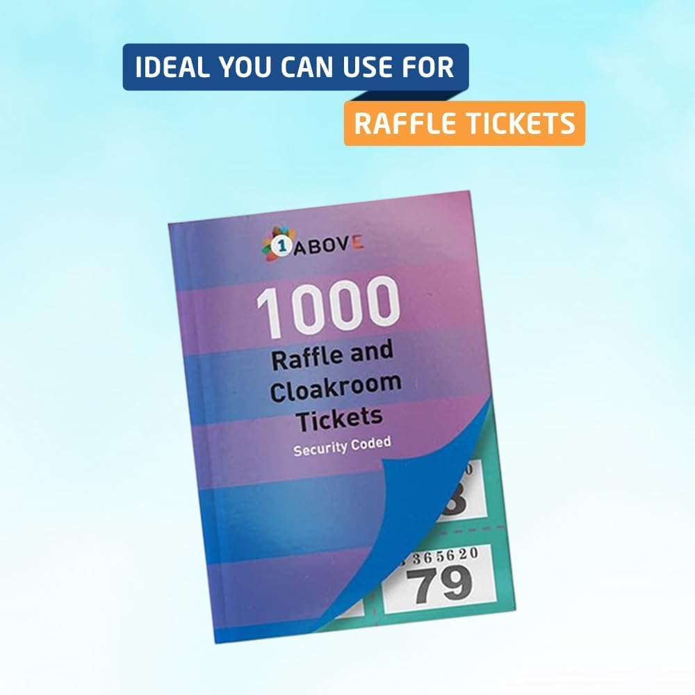 1ABOVE Numbered Raffle & Cloakroom Tickets (3 Pack) | Numbered 1-1000 | High Quality Paper 2