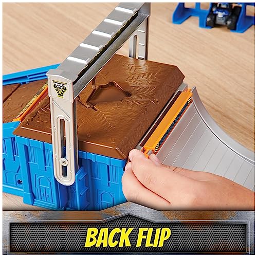Monster Jam Mini Freestyle Flip Arena Playset - 2 Mini Trucks & Portable Storage for Ages 3+