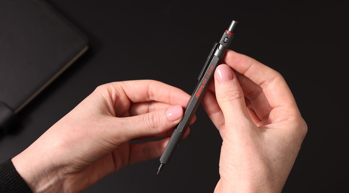 rOtring 600 Ballpoint Pen - All-Metal Body | Medium Point Black Ink | Knurled Grip 2
