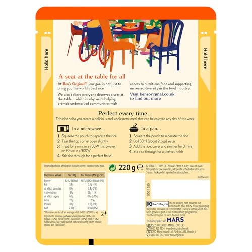 Ben's Original Wholegrain Brown Golden Vegetables Microwave Rice, 6 x 220g Pouches