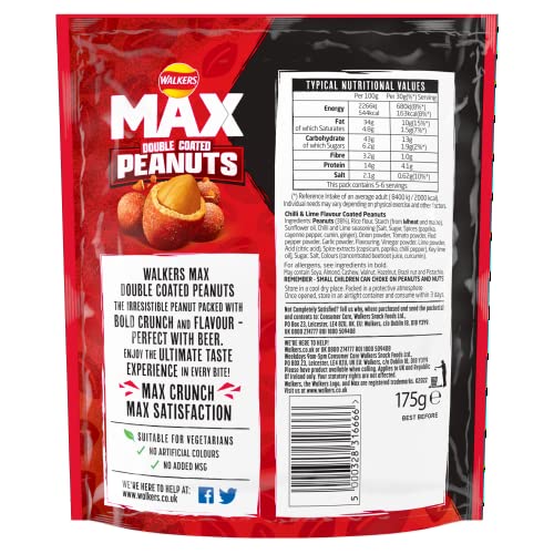 Walkers Max Strong Chilli & Lime Coated Peanuts 175g