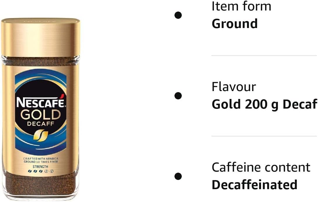 Nescafé Gold Blend Decaf Instant Coffee 200g - Smooth, Rich Aroma, Water-Processed Decaf 4