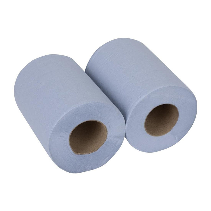 Nisbets Essentials Centrefeed Blue Roll 2-Ply, 80m (Pack of 2)