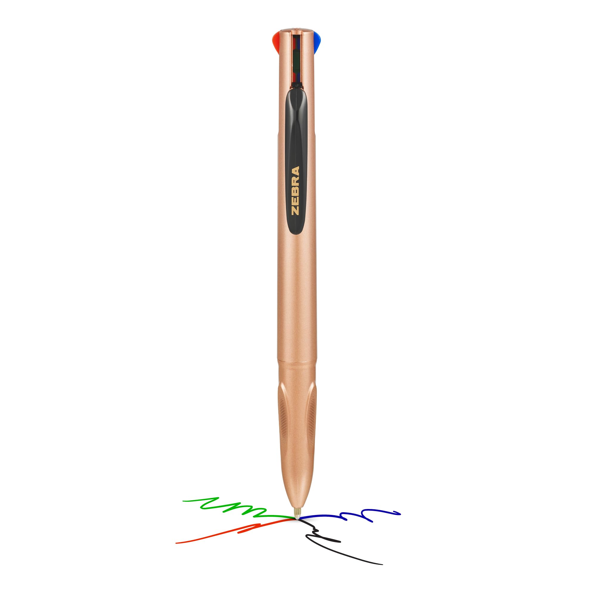 Zebra Pen Z-GRIP 4 Colour Retractable Ballpoint Pens - Rose Gold Barrel | 2 Pack