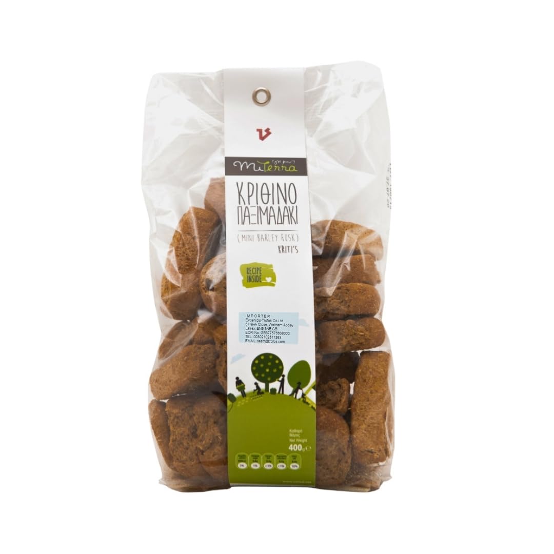MITERRA Cretan Mini Barley Rusks - Sourdough, Baked with Extra Virgin Olive Oil | 800g (2 x 400g Packs) 1