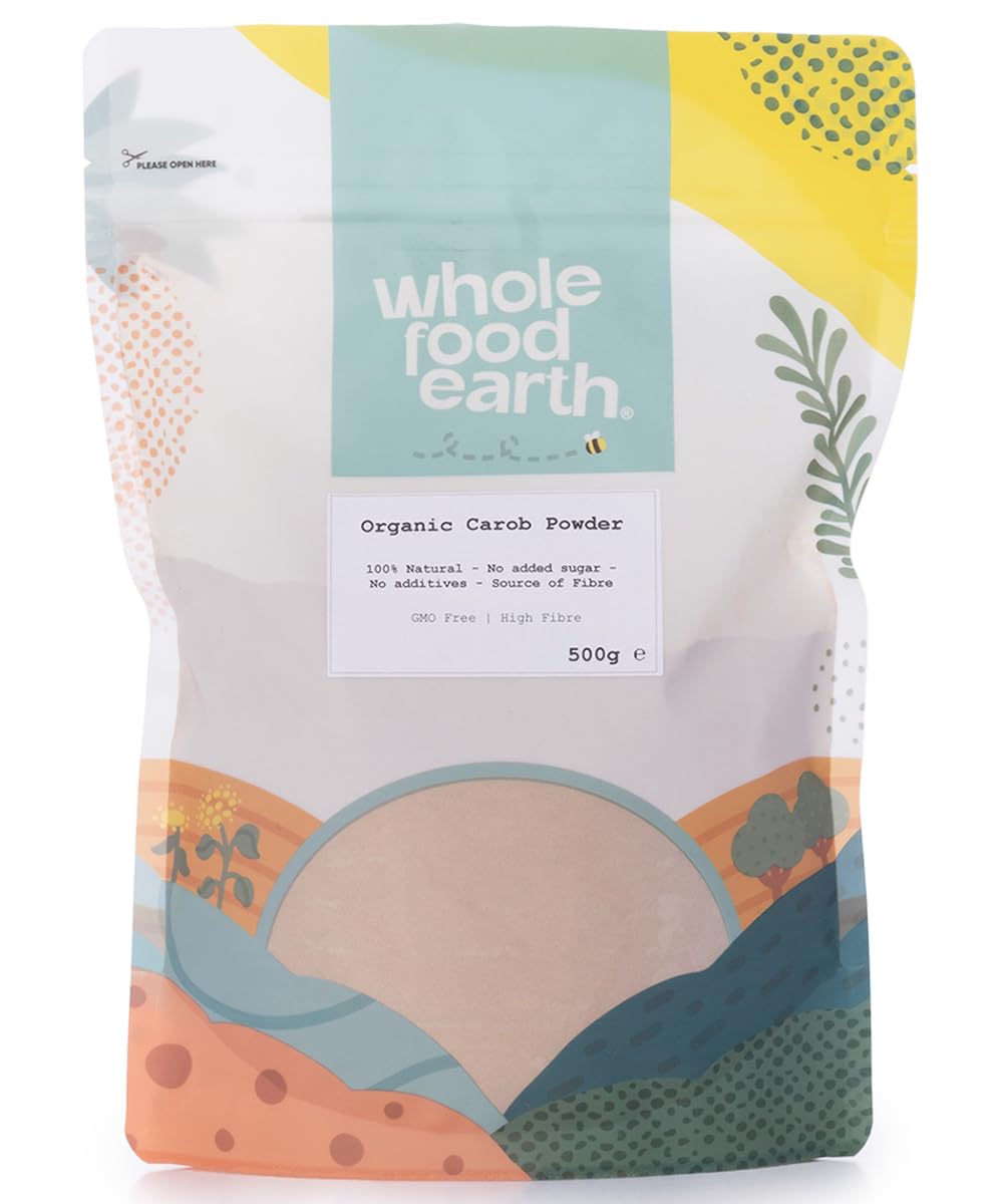 Wholefood Earth Organic Carob Powder - Vegan, High Fibre, Caffeine-Free | 500g 1