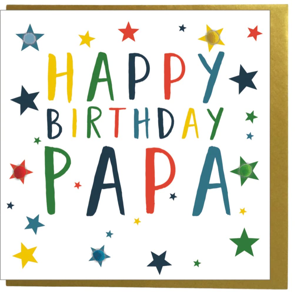 Claire Giles Greeting Cards - Happy Birthday Papa Card with Pompoms | 150x150mm | Pack of 1 2