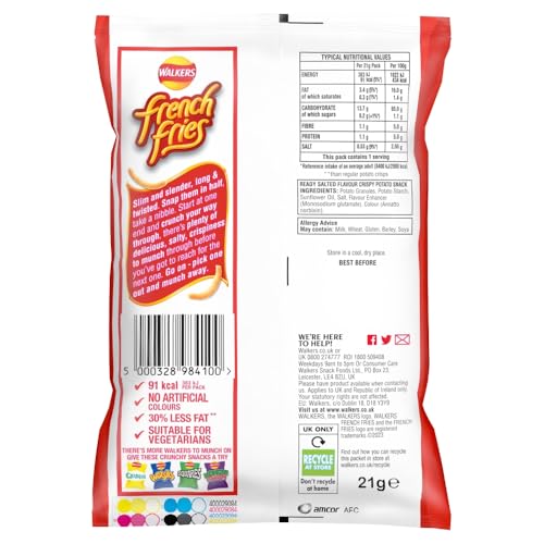 Walkers French Fries Ready Salted Crisps 21g (Case of 32)