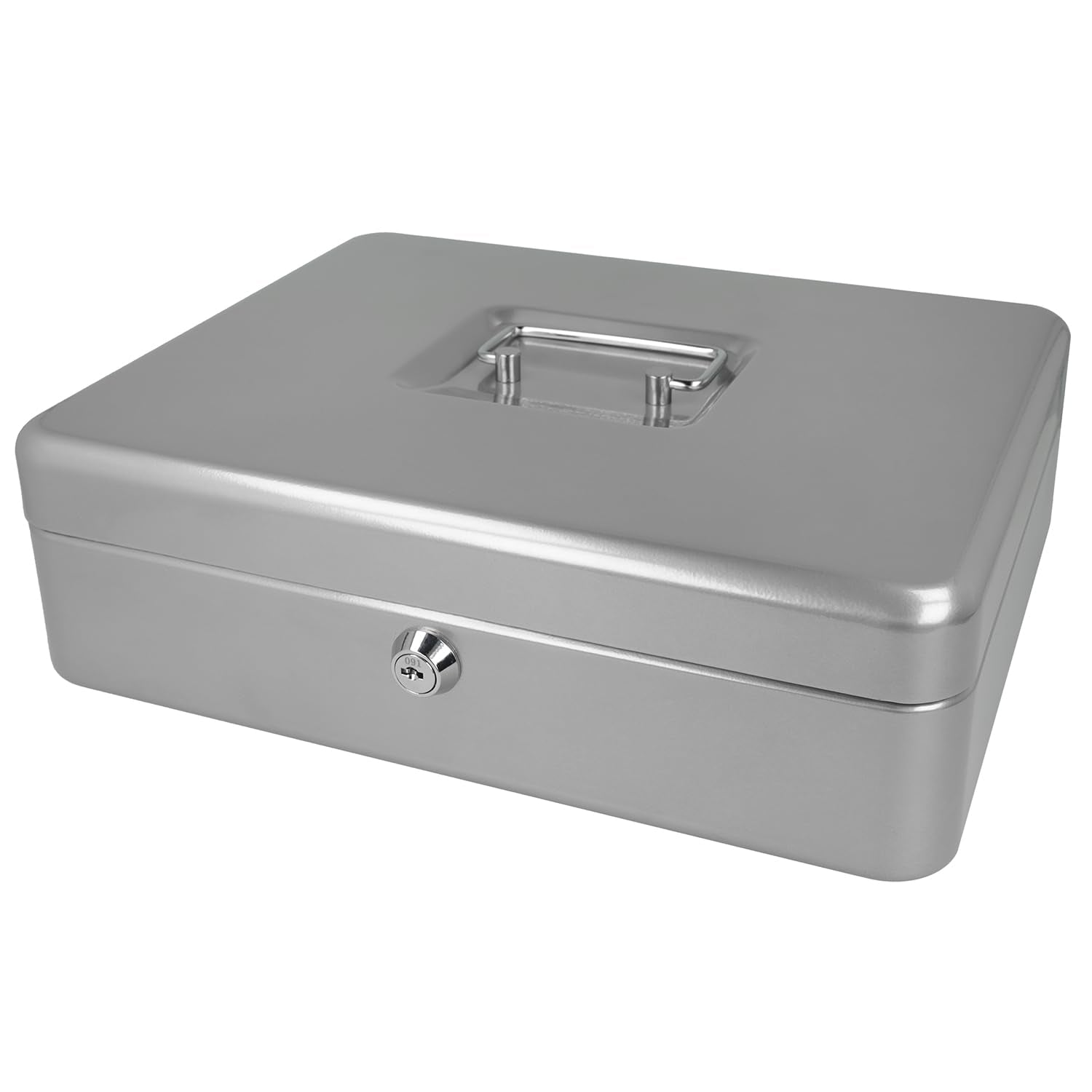 Westcott Lockable Cash Box - Large (30 cm) Sheet Steel Security | Portable | Silver 1