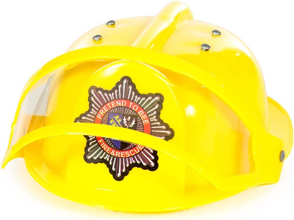 Pretend to Bee Firefighter Helmet with Visor, Kids Fireman Costume Accessory, Yellow Dress Up Helmet for Pretend Play 1