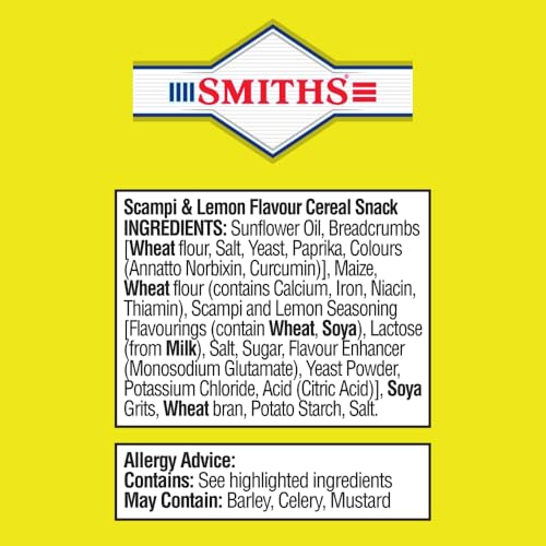 Smiths Savoury Selection Scampi & Lemon Fries 27g (Sheet of 24 Bags) - Vegetarian Pub Snack