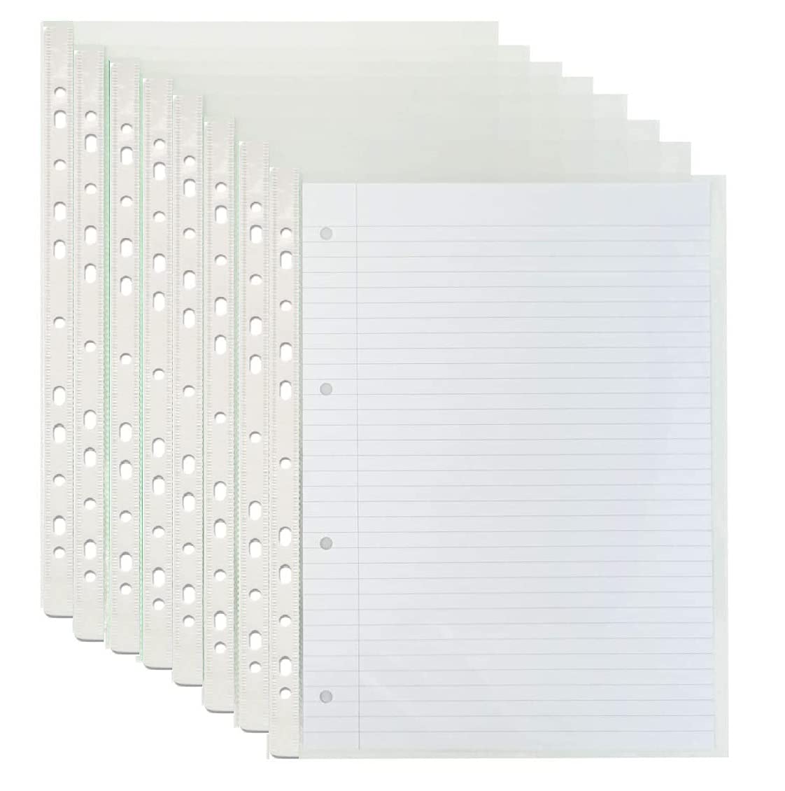 G4GADGET A4 Punched File Pockets - 50 Pack, 30 Micron, 15 Sheet Capacity, Green | Reinforced Strip 1