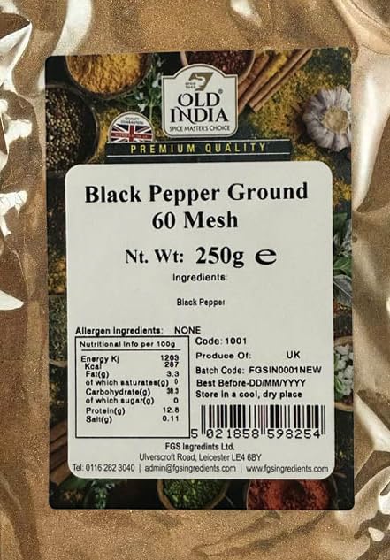 Old India Black Pepper Ground 60 Mesh - 250g
