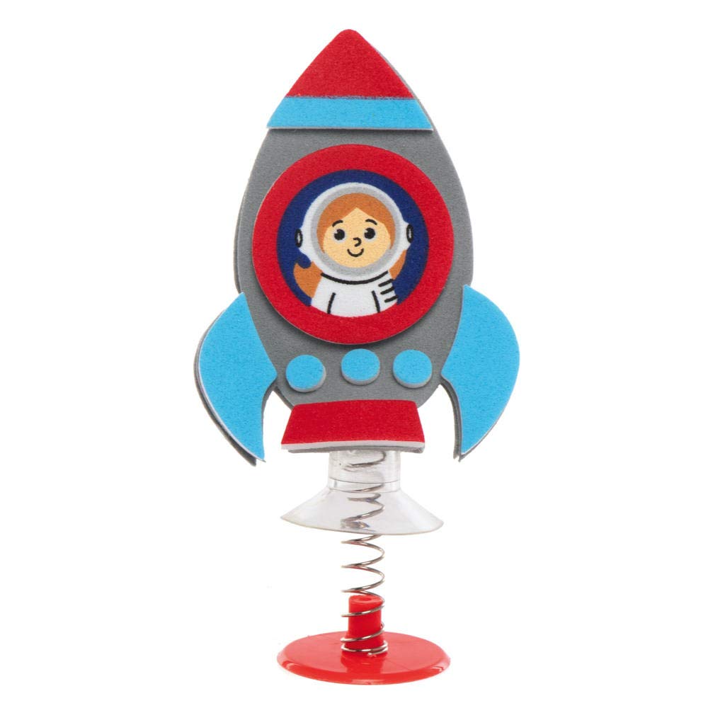 Baker Ross AX181 Space Rocket Jumping Toys - Pack of 8 | 9cm High | Foam & Spring Mechanism 4