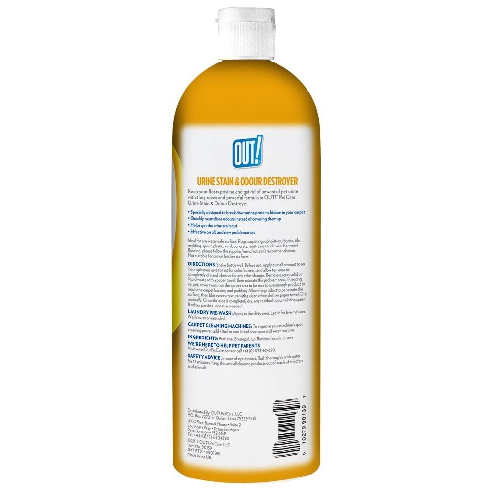 OUT! Urine Stain & Odour Destroyer - Enzymatic Pro-Bacteria Cleaner | 1 L | Vanilla Scent 2