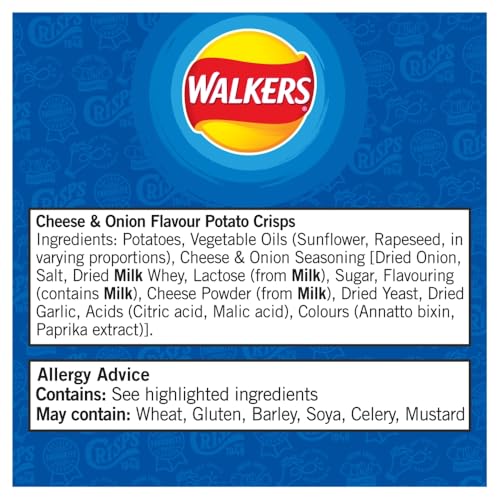 Walkers Cheese and Onion Vegetarian Multipack Crisps, 6x25g 6