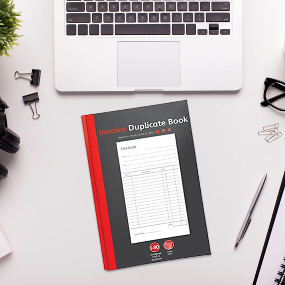 1ABOVE Duplicate Invoice Book - 1-80 Numbered Sheets | Approx A5 Size | Ruled Feint 9