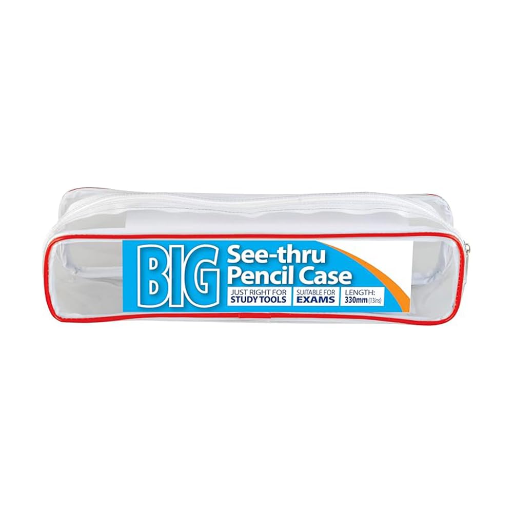1ABOVE Clear Rectangle Pencil Case - Exam Ready | 330 x 130 mm | Waterproof Plastic 1