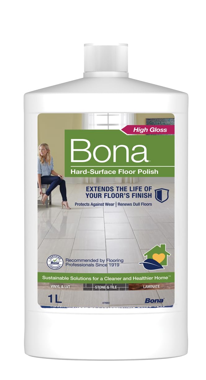 Bona Hard-Surface Floor Polish - Gloss Finish, Protective Layer | 1 Litre