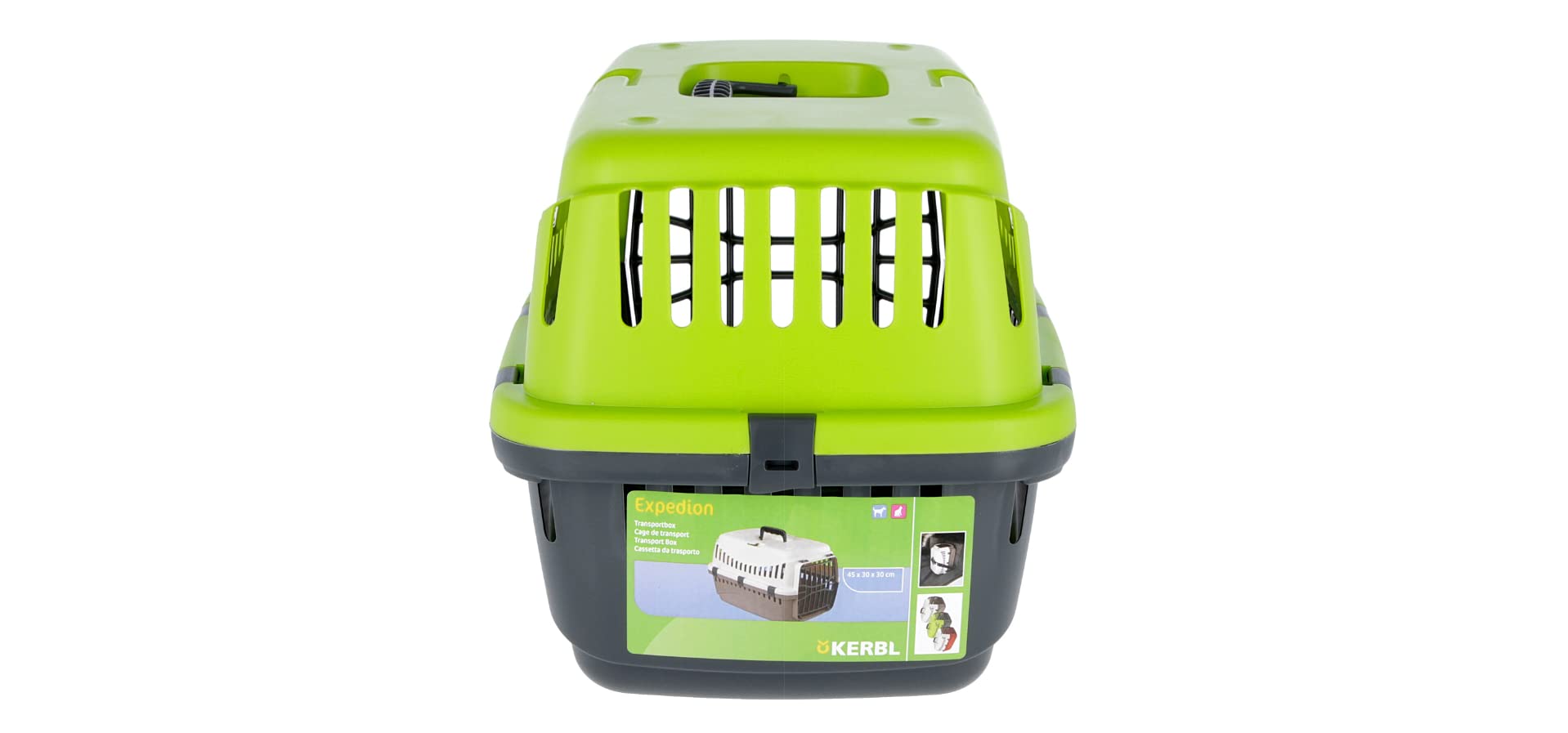 Kerbl Pet Transport Box Expedion with Plastic Door | 45x30x30 cm | Green/Dark Grey 4