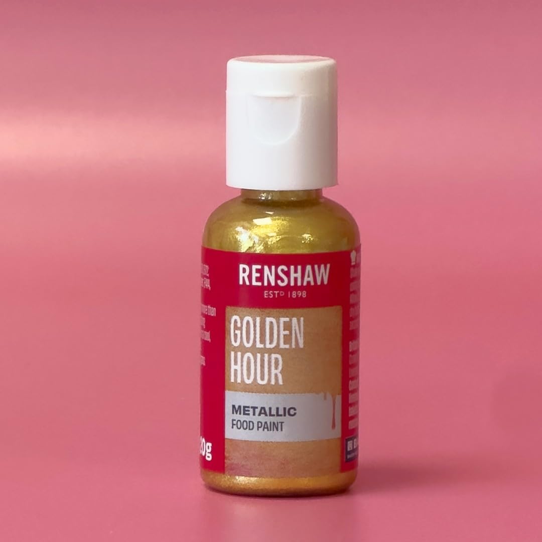 Renshaw Edible Metallic Food Paint - Golden Hour (Gold) | Ready-to-Use | 20g