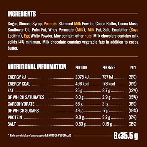 Snickers 9 Bars Pack 9x35.5g - Milk Chocolate with Nougat, Caramel & Roasted Peanuts