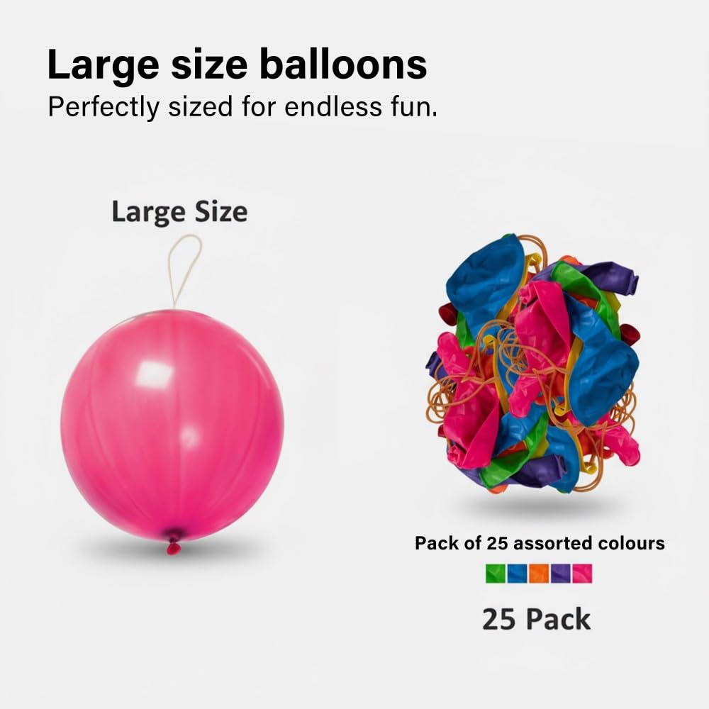Vivo Technologies 25 Pack Large Punch Balloons – Thick & Strong Elastic Latex for Kids